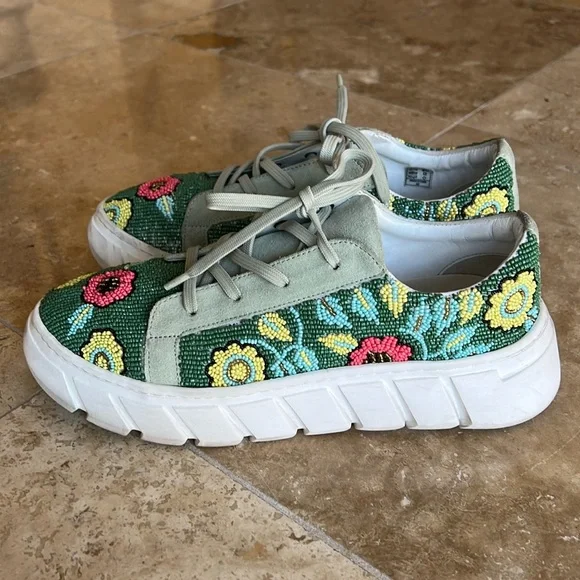 Free People Floral Beaded Platform Sneakers - Picture 2 of 12